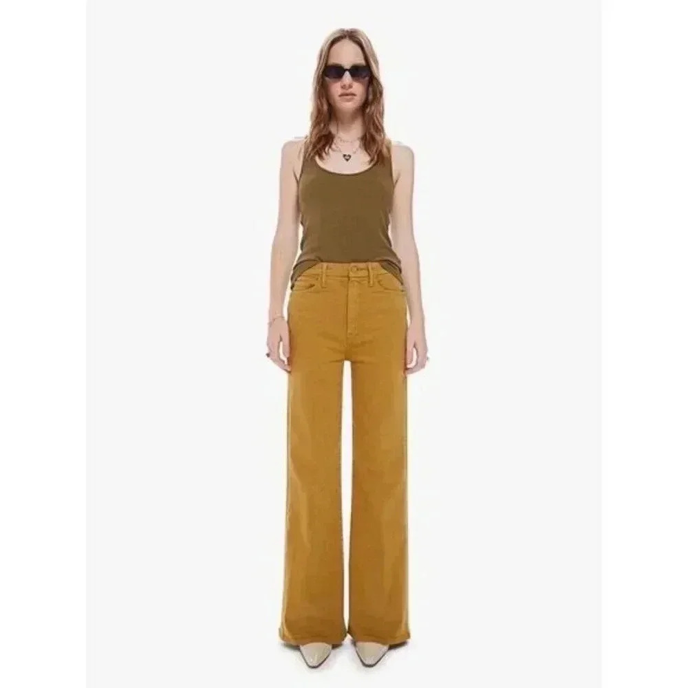 MOTHER Mustard Wide Leg Jeans